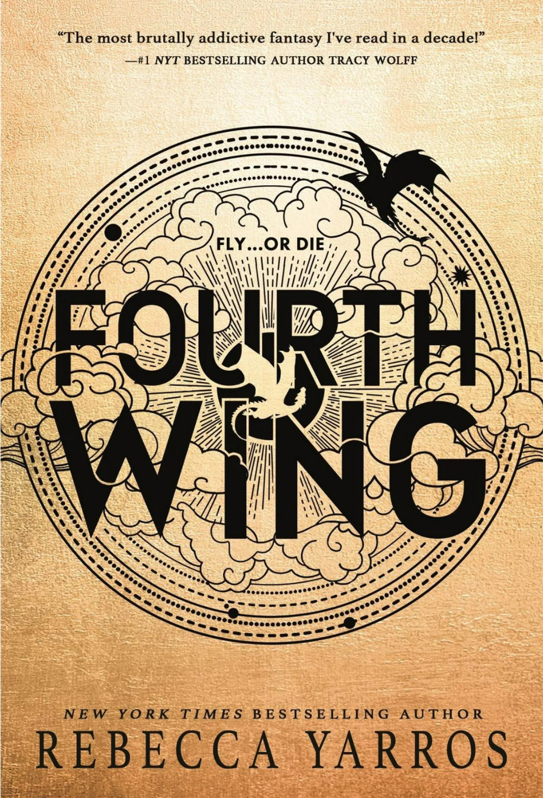 Book cover of 'Fourth Wing' with decorative text and design elements.