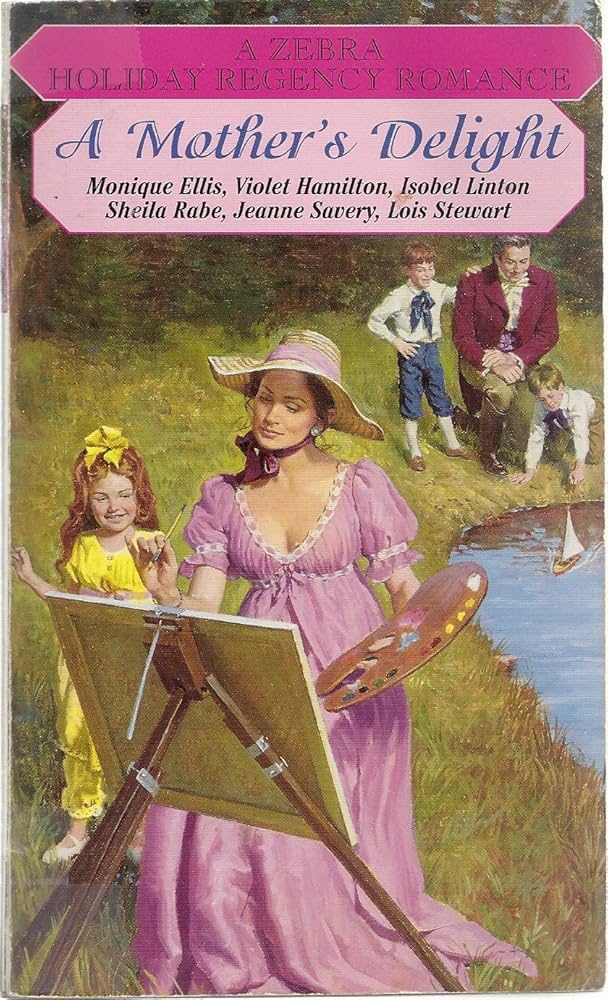 Vintage book cover of 'A Mother's Delight' with a woman painting outdoors.