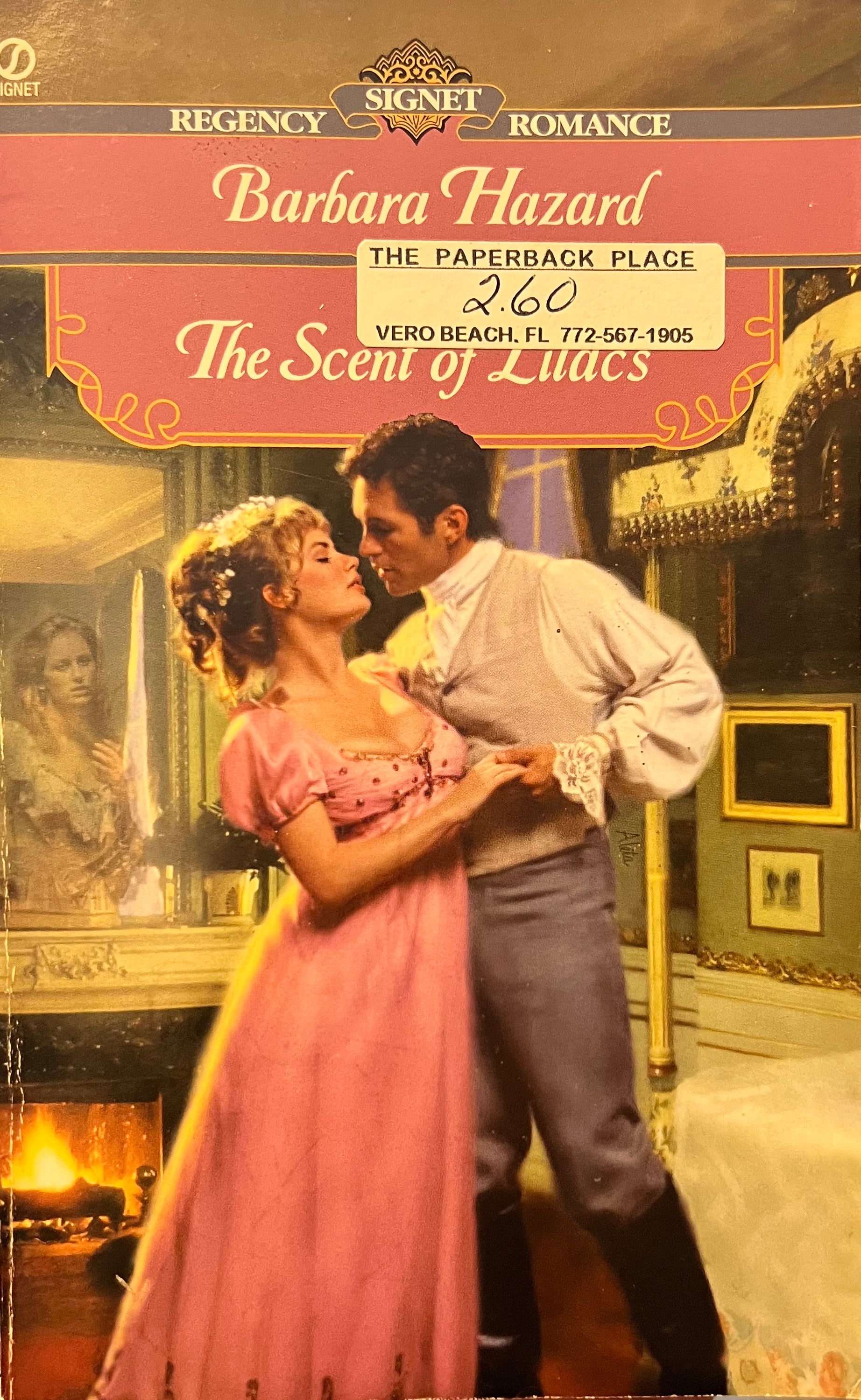 Book cover of 'The Scent of Lucius' by Barbara Hazard featuring a couple embracing in an elegant room.