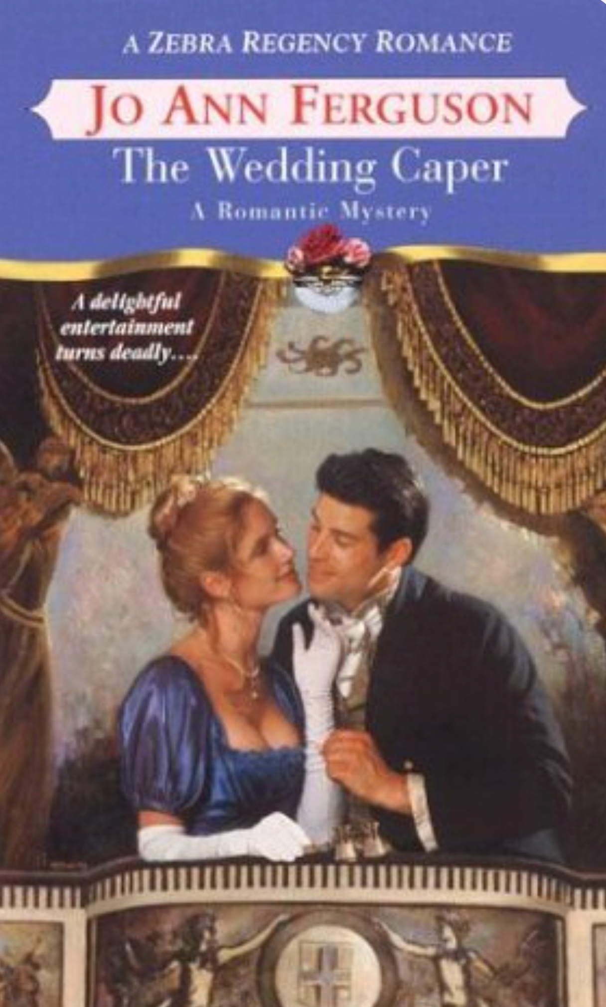 Book cover of 'The Wedding Caper' by Jo Ann Ferguson featuring a couple in formal attire.