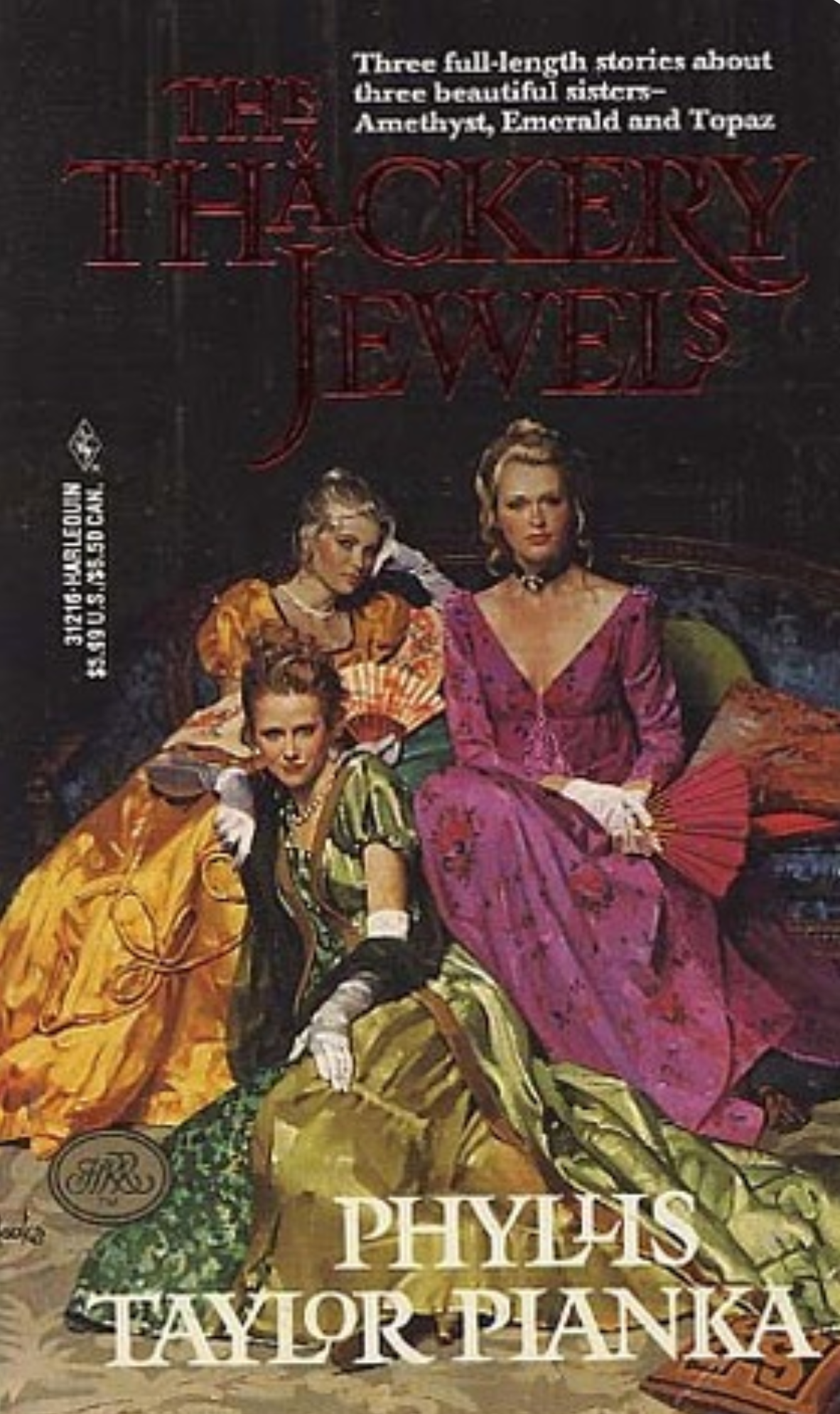 Book cover of 'The Thackery Jewels' by Phyllis Taylor Pianka featuring three women in historical attire.
