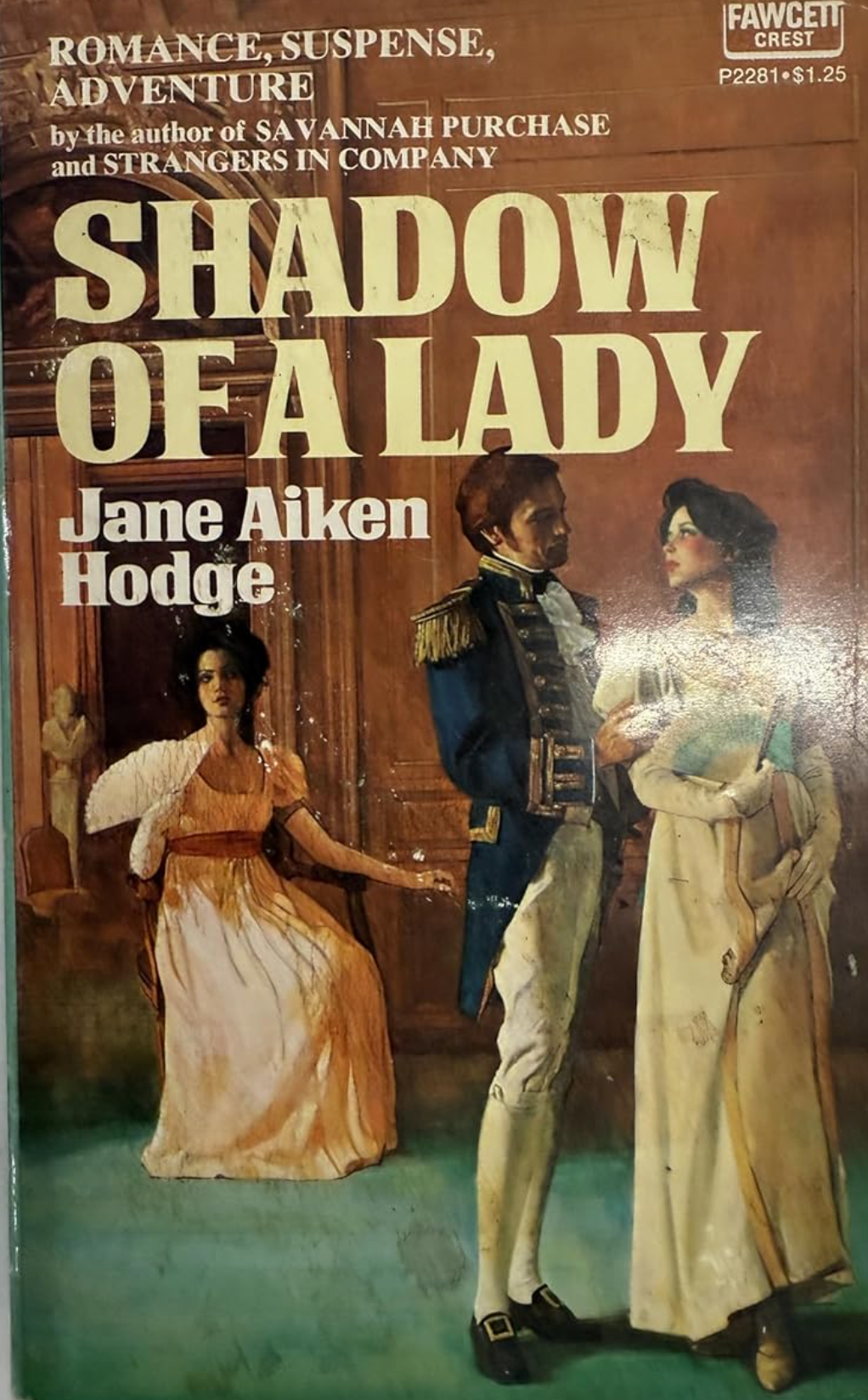 Book cover of 'Shadow of a Lady' by Jane Aiken Hodge featuring classical painting-style illustration.
