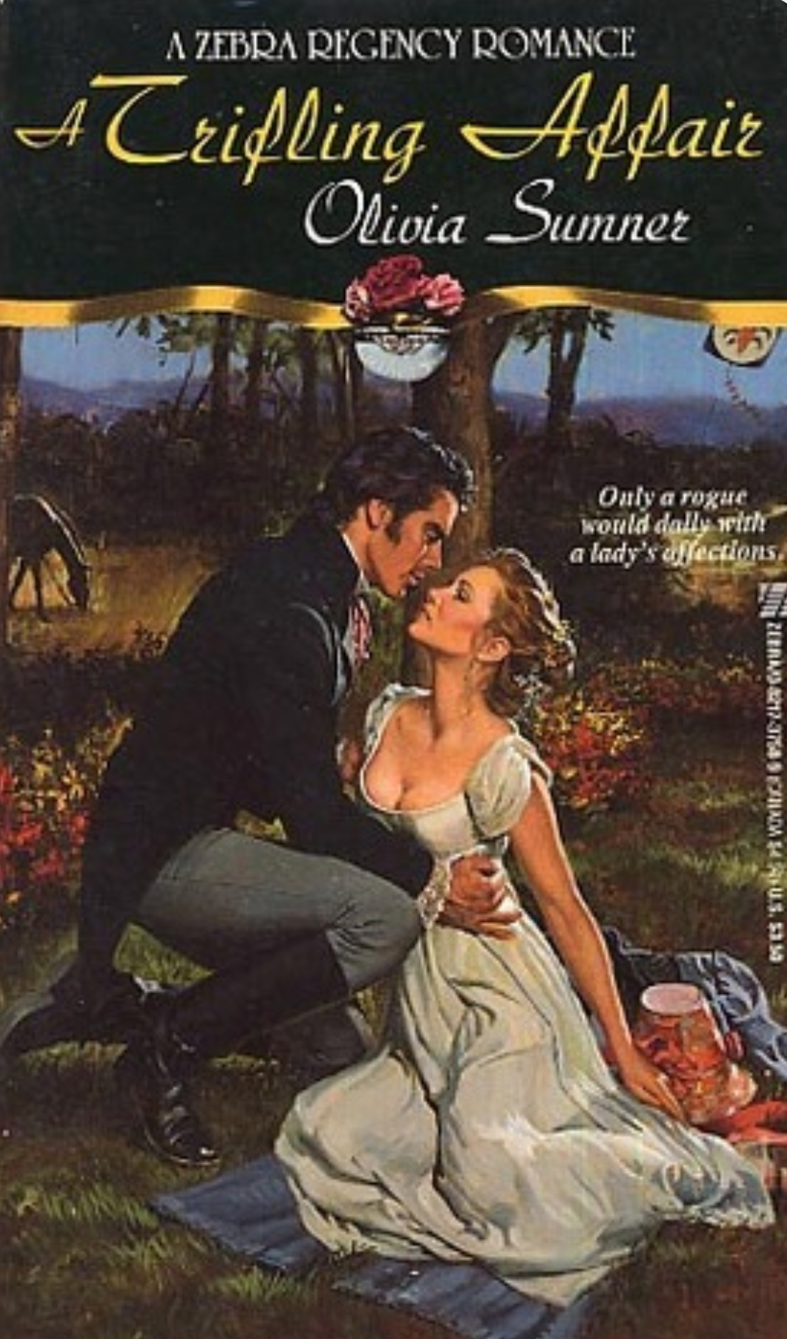 Book cover of 'A Trifling Affair' by Olivia Sumner featuring a couple in a romantic scene.