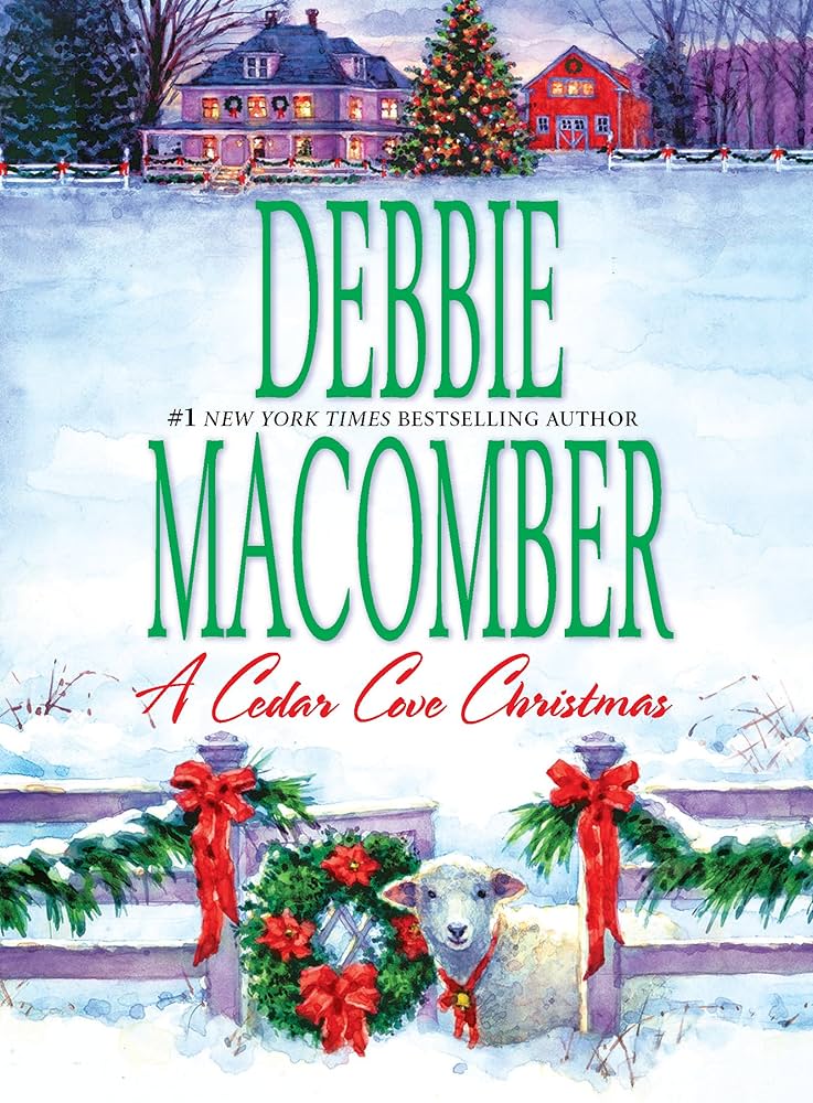 Book cover of 'A Cedar Cove Christmas' by Debbie Macomber with a snowy scene and Christmas decorations.