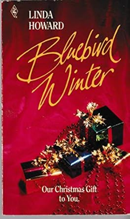 Book cover of 'Bluebird Winter' by Linda Howard with Christmas-themed design.