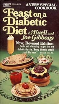 Book cover of 'Feast on a Diabetic Diet' by Euell and Joe Gibbons with food illustrations and text.