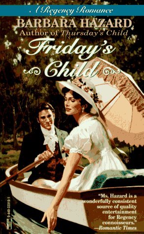 Book cover of 'Friday's Child' by Barbara Hazard featuring two women in a boat.