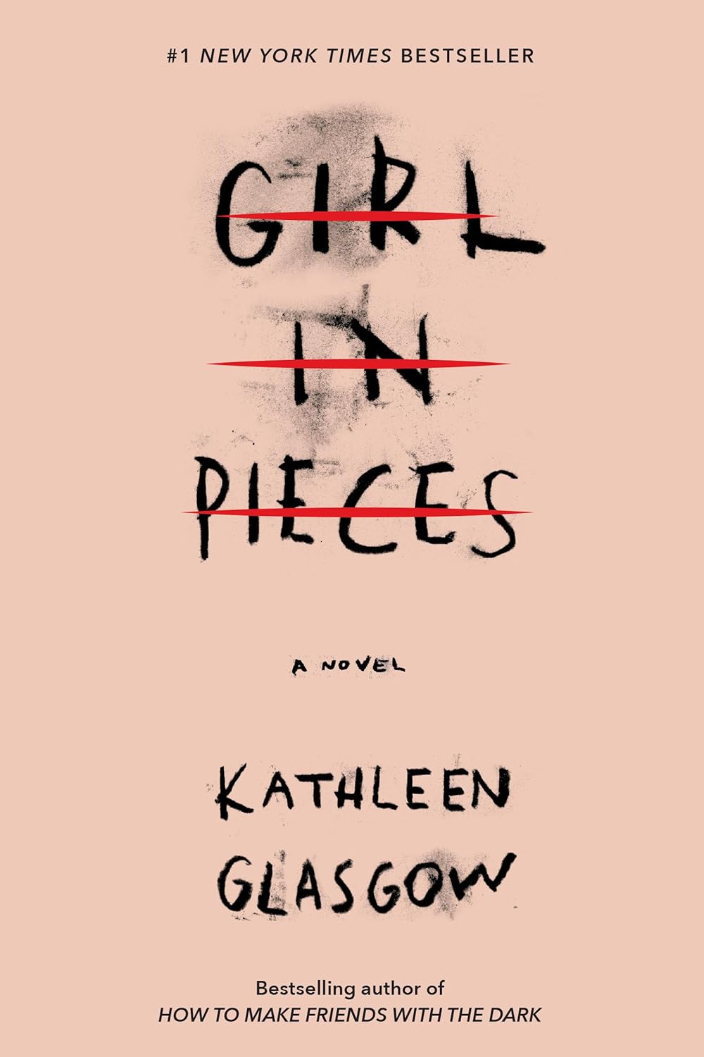 Book cover of 'Girl in Pieces' by Kathleen Glasgow with a beige background and black text.