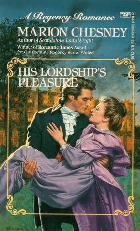 Book cover of 'His Lordship's Pleasure' by Marion Chesney featuring a couple in Regency attire.