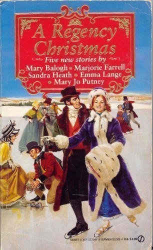 Book cover of 'A Regency Christmas' with people in period costumes on ice.