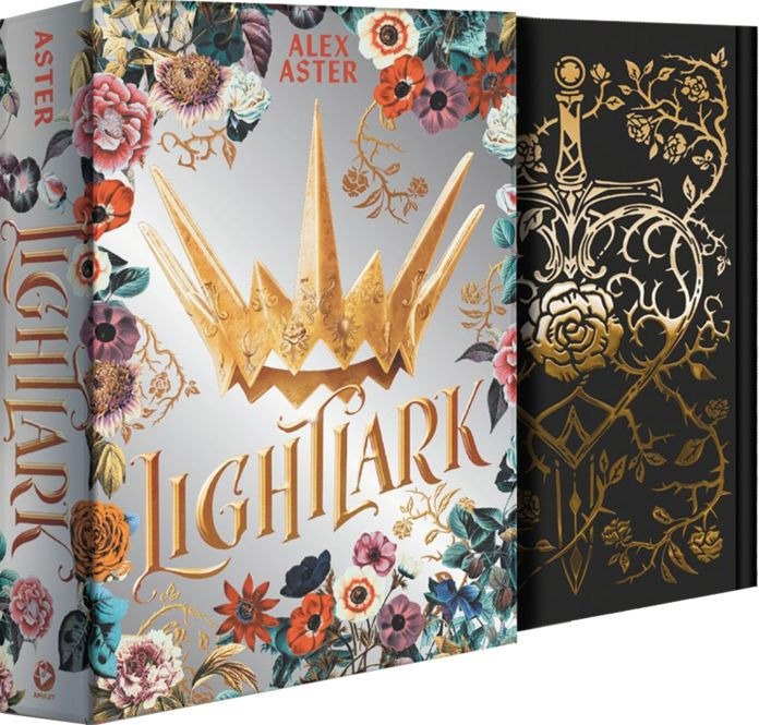 Book cover of 'Lighlark' by Alex Aster with floral and gold design elements.