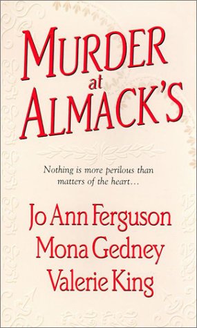 Book cover of 'Murder at Almack's' with red text on a light background