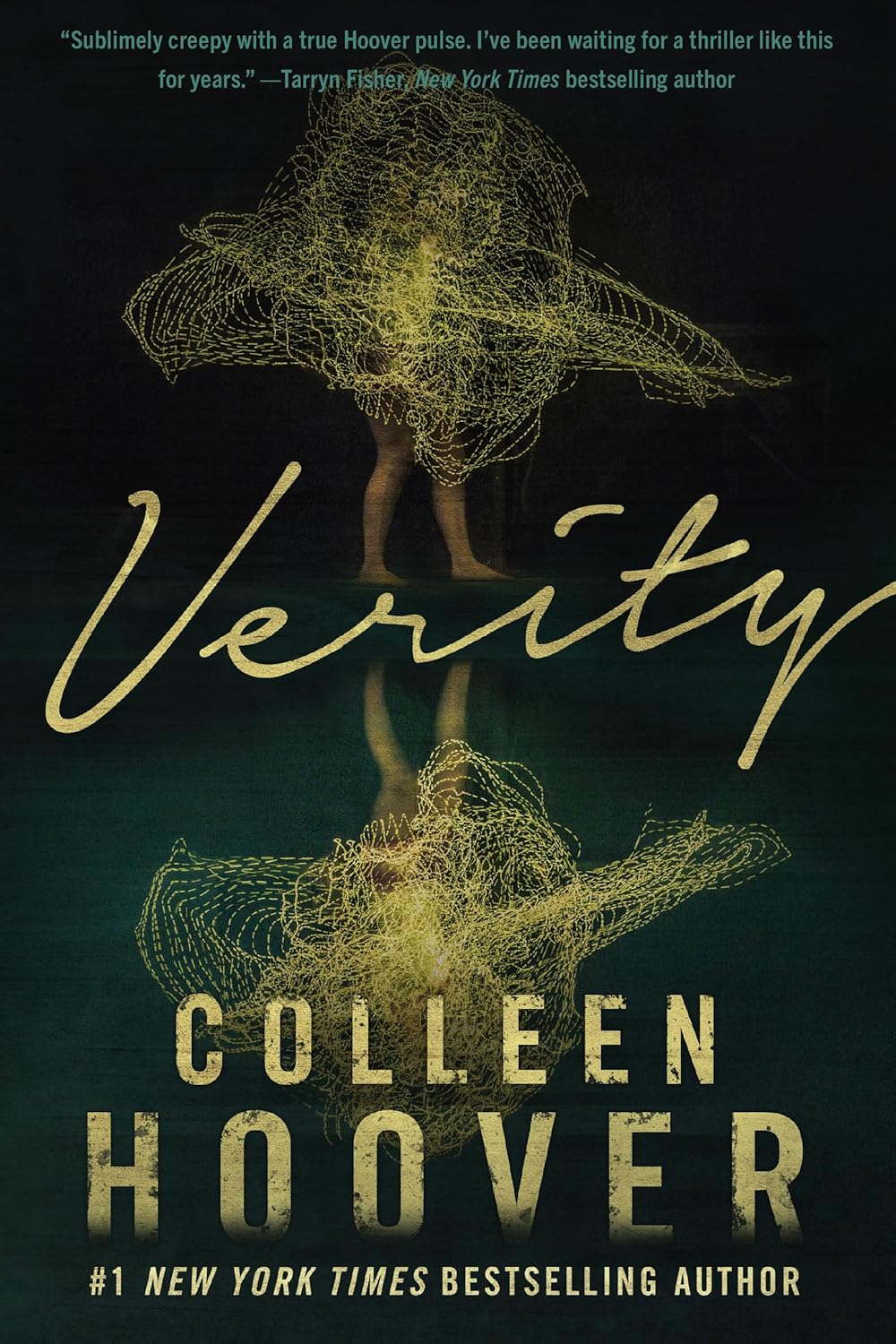 Book cover of 'Verity' by Colleen Hoover with a dark background and yellow text.